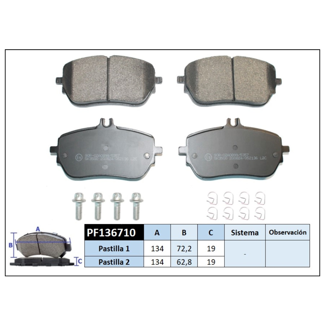 Pastilla de Freno Mercedes Benz A200 P1611 RAL