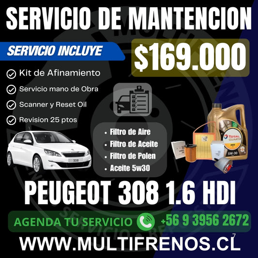 Mantencion Peugeot 308 2017-2022