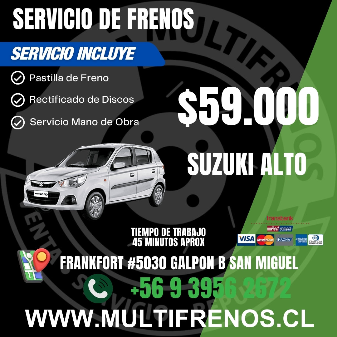 Servicio de Frenos Suzuki Alto Completo Delantero