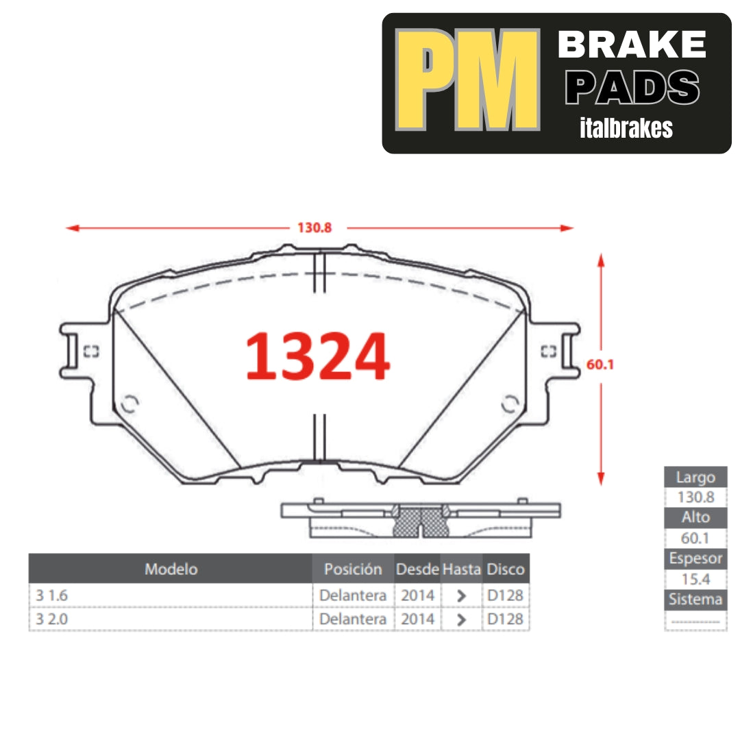 Pastilla de Freno Mazda 3 2014/ PM