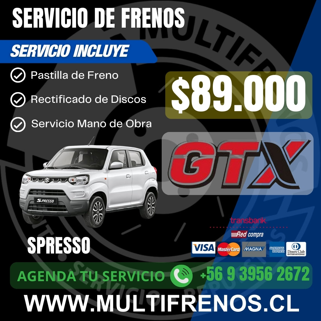 Servicio de Frenos SUZUKI SPRESSO Completo Delantero GTX