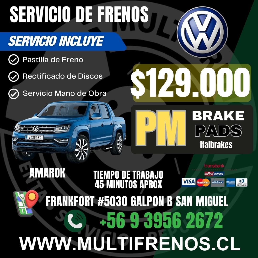 Servicio de Frenos Volkswagen Amarok P1150 Completo Delantero PM