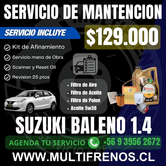 Mantencion Suzuki Baleno 1.4 2019-2022