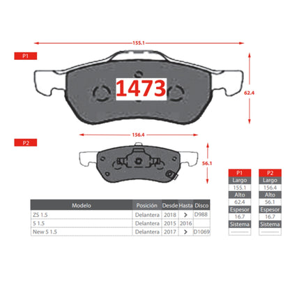 Servicio Integral de Frenos: MG ZS (P1473 PM)