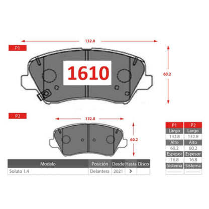 Servicio Integral de Frenos: Kia Soluto (P1158/P1610 Yokomitsu)