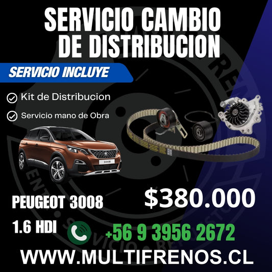 Servicio Cambio Correa de Distribución Peugeot 3008 1.6 hdi