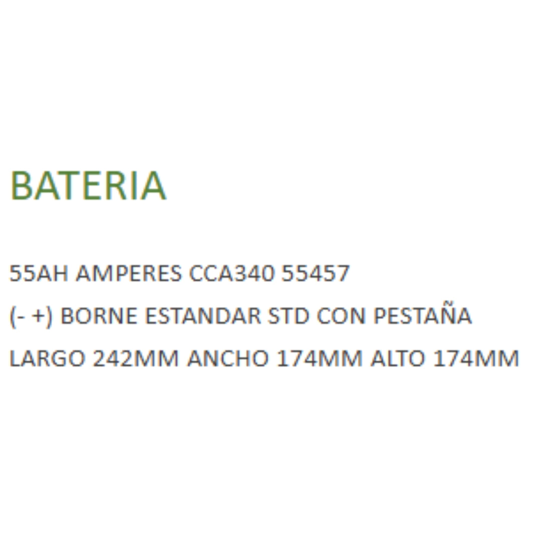 Bateria 12V 55 AMP 340CCA (-+) STP