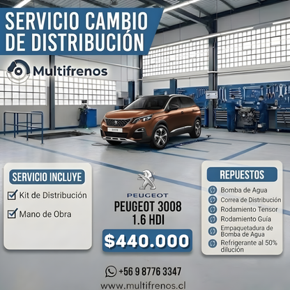 Servicio de Distribución Integral: Peugeot 3008 1.6 HDI