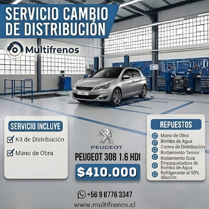 Servicio de Distribución Integral: Peugeot 308 1.6 HDI
