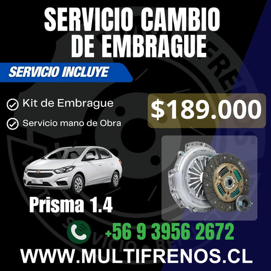 Servicio Cambio de Embrague Chevrolet Prisma 1.4 OEM 19371876