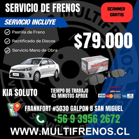 Servicio de Frenos Kia Soluto Completo Delantero