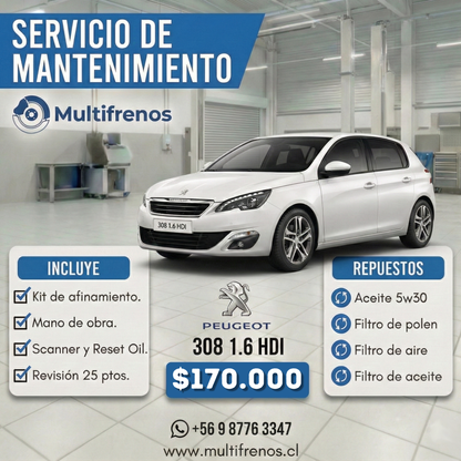 Mantención Peugeot 308 1.6 HDI (2017-2022)