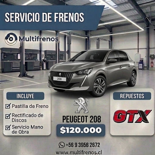 Servicio Integral de Frenos: Peugeot 208 1.5/1.6
