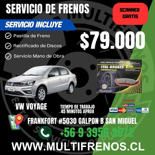 Servicio de Frenos Volkswagen Voyage Completo Delantero