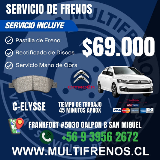 Servicio de Frenos Citroen C-Elysse Completo Delantero