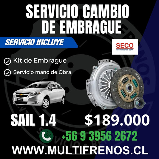 Servicio Cambio de Embrague Chevrolet Sail 1.4 oem 9023338 Seco