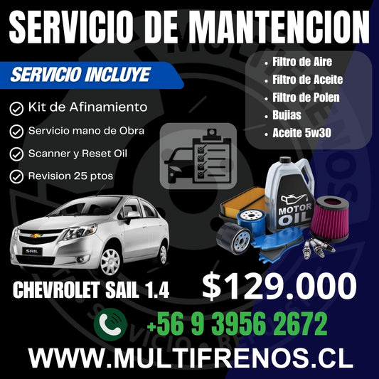 Mantencion Chevrolet Sail 1.4 2012-2016