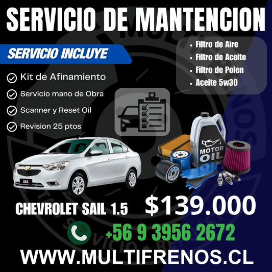 Mantencion Chevrolet Sail 1.5 2017-2023